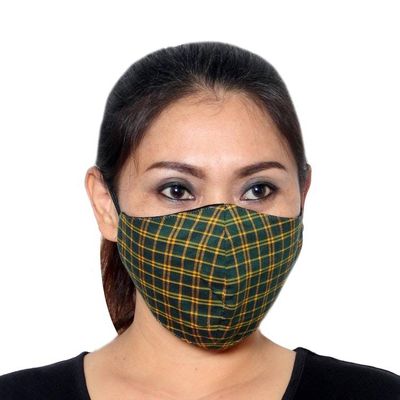 Alternate image for Set of 3 Plaid Cotton Face Masks with Elastic Ear Loops A Proper Plaid