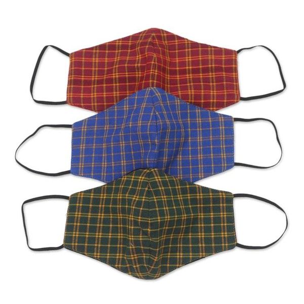 Alternate image for Set of 3 Plaid Cotton Face Masks with Elastic Ear Loops A Proper Plaid