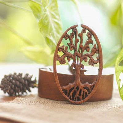 Alternate image for Tree-Themed Suar Wood Puzzle Box from Bali Tree Oval