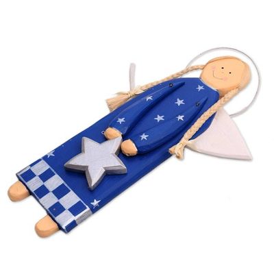 Alternate image for Blue Wood Angel with a Star in Holiday Decor from Bali Star Angel in Blue