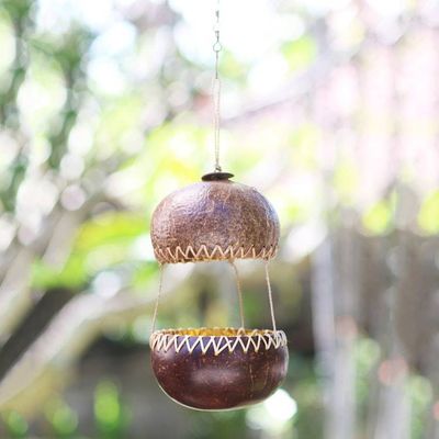 Alternate image for Handcrafted Coconut Shell Bird Feeder Kintamani House