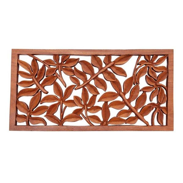 Alternate image for Leaf Motif Suar Wood Relief Panel from Bali Lovely Canopy