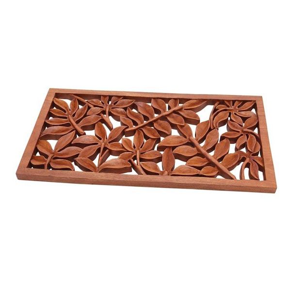 Alternate image for Leaf Motif Suar Wood Relief Panel from Bali Lovely Canopy
