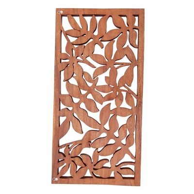 Alternate image for Leaf Motif Suar Wood Relief Panel from Bali Lovely Canopy