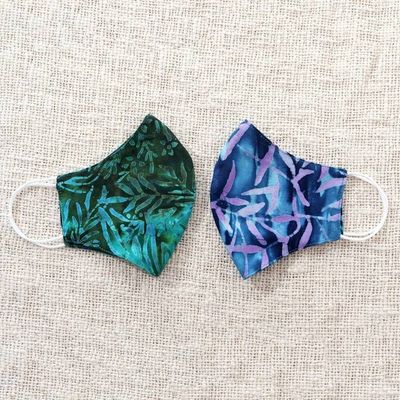 Alternate image for 2 Extra Wide Double Layer Rayon Batik Face Masks On the Island