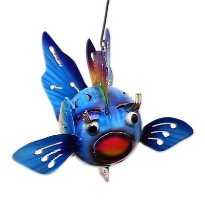 Alternate image for Steel Fish Hanging Tealight Holder from Bali Bright Fish