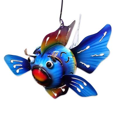 Alternate image for Steel Fish Hanging Tealight Holder from Bali Bright Fish