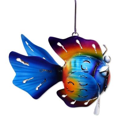 Alternate image for Steel Fish Hanging Tealight Holder from Bali Bright Fish