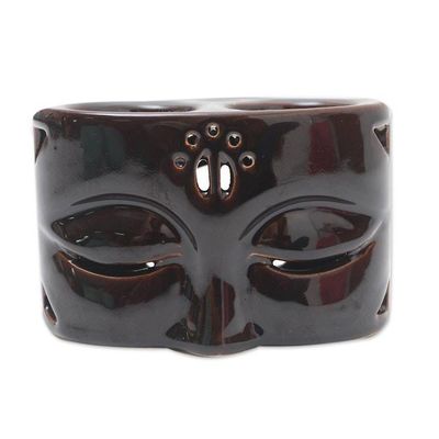 Alternate image for Buddhas Gaze Brown Ceramic Oil Warmer Buddhas Gaze