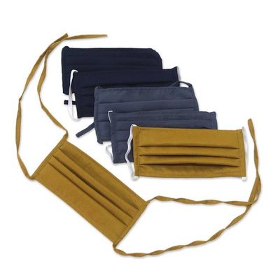 Alternate image for 6 Handcrafted Double Cotton Face Masks in 3 Solid Colors Color Harmony