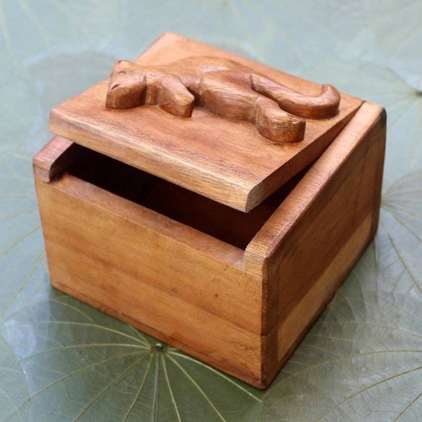 Alternate image for Decorative Wood Box with Kangaroo Hinged Lid Kangaroo