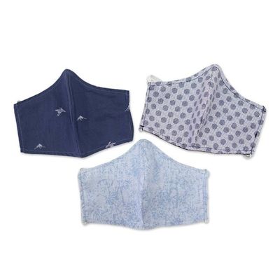 Alternate image for 3 Filter Pocket Double Cotton Print Masks in Blue Shades Sky Inspiration