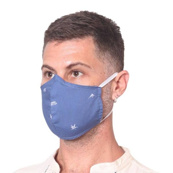 Alternate image for 3 Filter Pocket Double Cotton Print Masks in Blue Shades Sky Inspiration