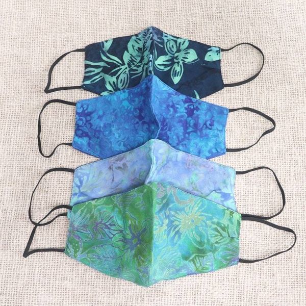 Alternate image for 4 Handmade Floral Batik 2-Layer Face Masks from Bali Island Blossoms
