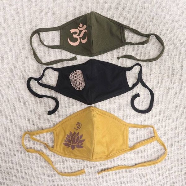 Alternate image for 1 Olive Green-1 Black-One 2-Layer Contoured Rayon Masks Positive Mantras