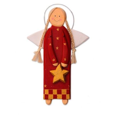 Alternate image for Red Wood Angel with a Star in Holiday Decor from Bali Star Angel in Red