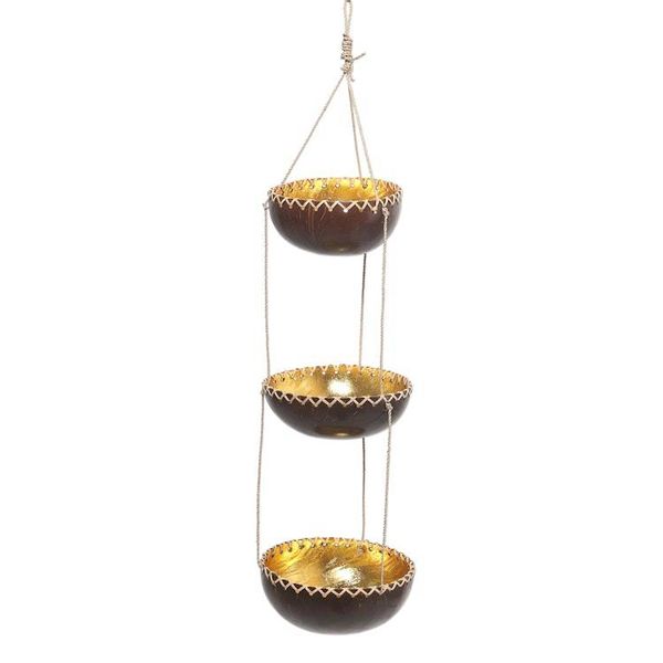 Alternate image for Tiered Hanging Coconut Shell Plant Pot Vertical Garden