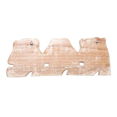 Alternate image for Whitewashed Wood Monkey Relief Panel from Bali Three Wise Monkeys