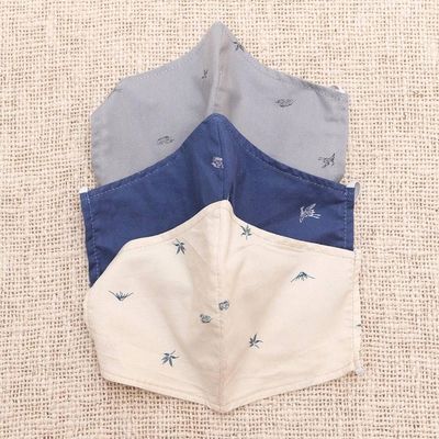 Alternate image for 3 Contoured Small Print Double Cotton Face Masks Discretion