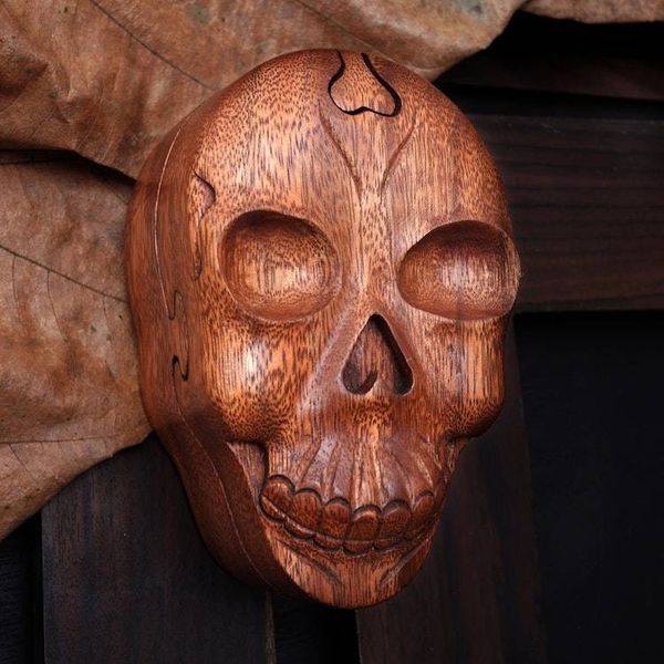 Alternate image for Suar Wood Skull Puzzle Box Crafted in Bali Skull Keeper
