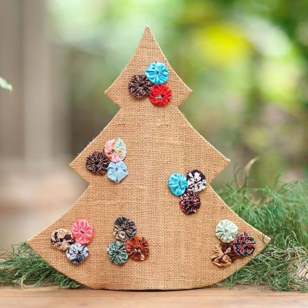 Alternate image for Handmade Brown Batik Christmas Tree Decorative Sculpture Christmas in Batik in Brown