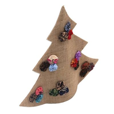 Alternate image for Handmade Brown Batik Christmas Tree Decorative Sculpture Christmas in Batik in Brown