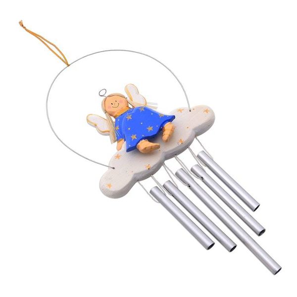 Alternate image for Angel-Themed Wood Wind Chime in Blue from Bali Angel Tune in Blue