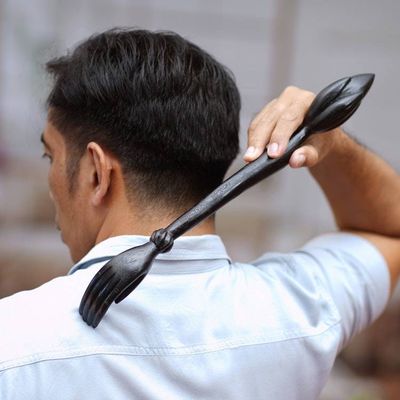 Alternate image for Black Lotus Flower Wood Hand Back Scratcher from Bali Lotus Ease in Black