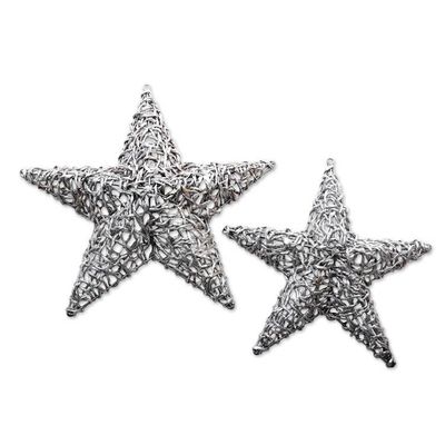 Alternate image for Handmade Eco-Friendly Plastic Star Wall Art Pair Woven Stars