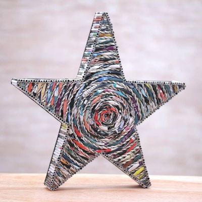 Alternate image for Handmade Recycled Paper Star Table Art Holiday Decor Starlight Blessing