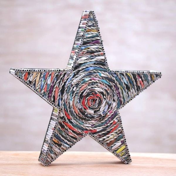 Alternate image for Handmade Recycled Paper Star Table Art Holiday Decor Starlight Blessing