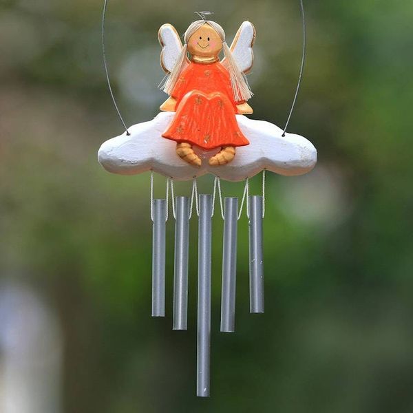 Alternate image for Angel-Themed Wood Wind Chime in Orange from Bali Angel Tune in Orange