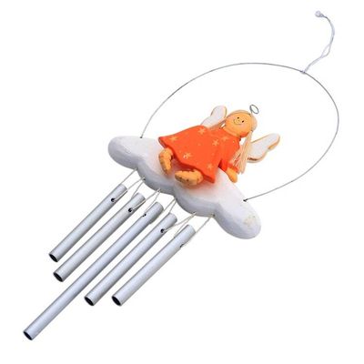 Alternate image for Angel-Themed Wood Wind Chime in Orange from Bali Angel Tune in Orange