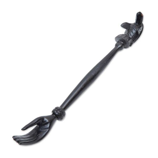 Alternate image for Black Turtle Themed Wood Back Scratcher Hand Carved in Bali Turtle Relief in Black
