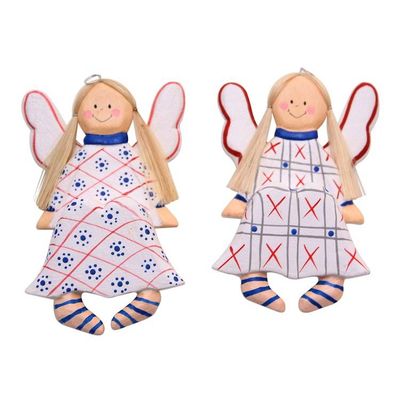 Alternate image for Wood Angel Decorative Accents from Bali Pair Sitting Angels