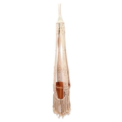Alternate image for Handwoven Single Cotton Flower Pot Hanger from Bali Tegalalang Plants
