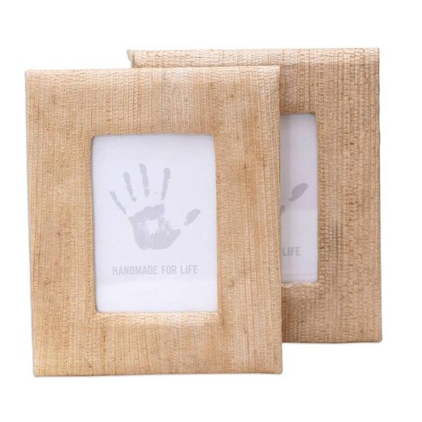 Alternate image for Small Natural Fiber Photo Frames in Beige Pair, 3x5 Rustic Memories in Beige