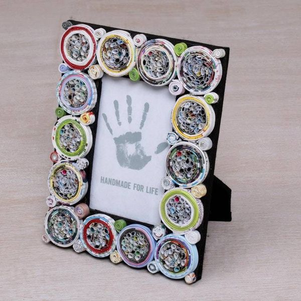 Alternate image for 3x5 Recycled Paper Circle Motif Photo Frame from Bali Memory Circles