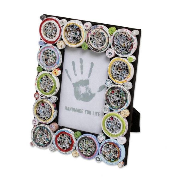 Alternate image for 3x5 Recycled Paper Circle Motif Photo Frame from Bali Memory Circles
