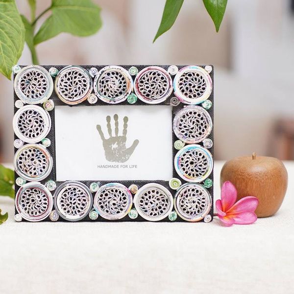 Alternate image for 3x5 Recycled Paper Circle Motif Photo Frame from Bali Memory Circles