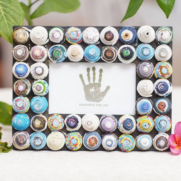 Alternate image for 3x5 Recycled Paper Photo Frame with Circle Motifs Colorful Shrines