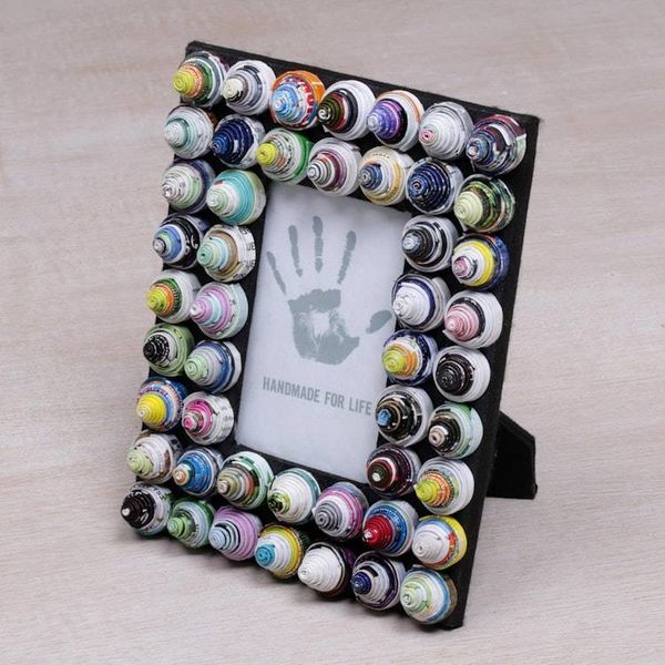 Alternate image for 3x5 Recycled Paper Photo Frame with Circle Motifs Colorful Shrines