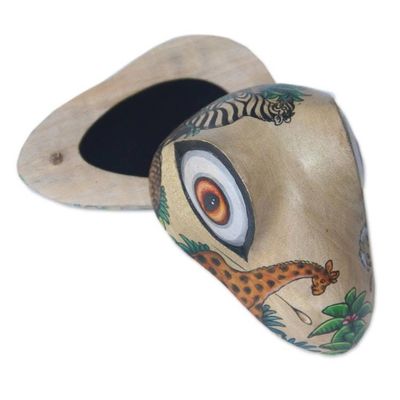 Alternate image for Hand Painted Frog Shaped Crocodile Wood Animal Jewelry Box Wilderness Frog