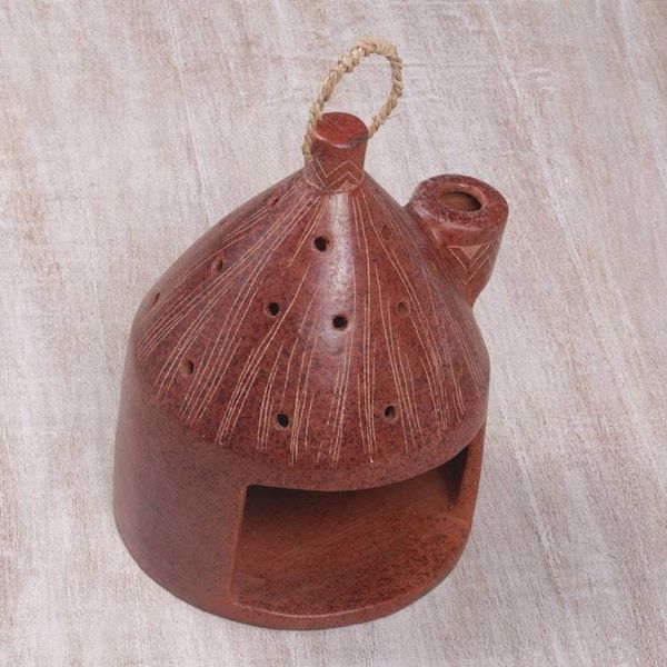 Alternate image for Artisan Made Terracotta Ceramic Birdhouse from Indonesia Cozy Hut