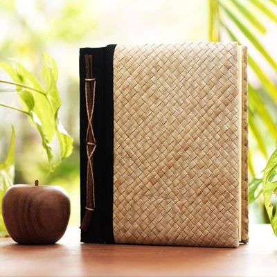Alternate image for Pandan Leaf Woven Journal with 100 Rice Straw Pages Weaver Wonder