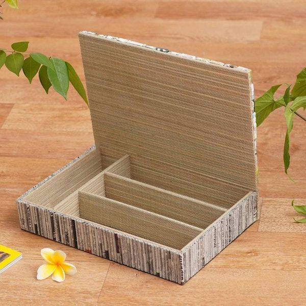 Alternate image for Handcrafted Recycled Paper Jewelry Box from Bali Temple City