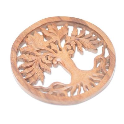 Alternate image for Balinese Crafted Plant Wood Wall Relief Panel Chaya