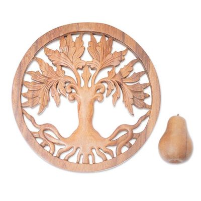 Alternate image for Balinese Crafted Plant Wood Wall Relief Panel Chaya
