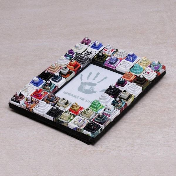 Alternate image for 3x5 Recycled Paper Photo Frame with Multicolored Squares Square Shrines