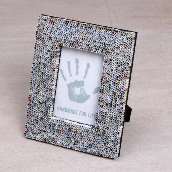 Alternate image for 4x6 Recycled Paper Multicolored Photo Frame from Bali Straw Memories